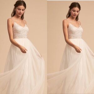 NWT Adrianna Papell x BHLDN Violetta Wedding Dress Gown Beaded Tulle 2